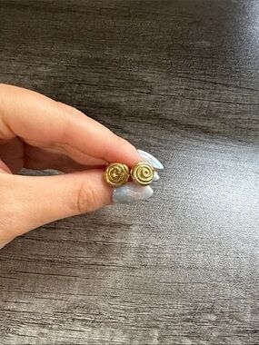 Gold plated stainless steel swirl stud earrings